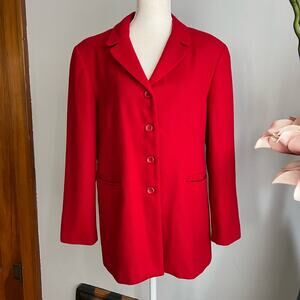 Norton McNaughton Red Wool‎ Jacket Women's Size M 90s Vintage Woolmark Certified